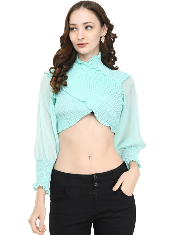 women's crop high neck top - 19495279 -  Zoom Image - 0