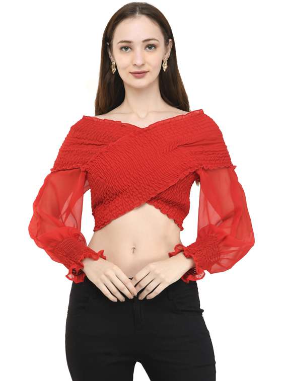 women's crop off shoulder top