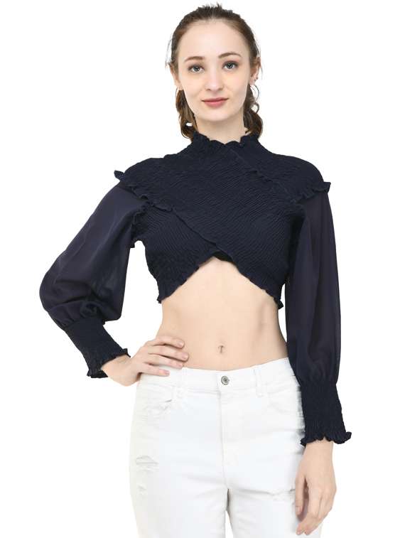 women's crop high neck top