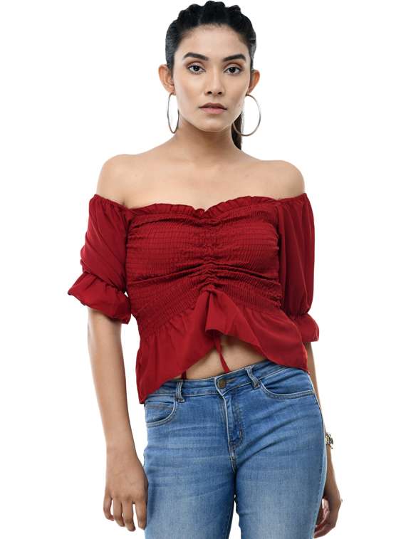 women's crop off shoulder top