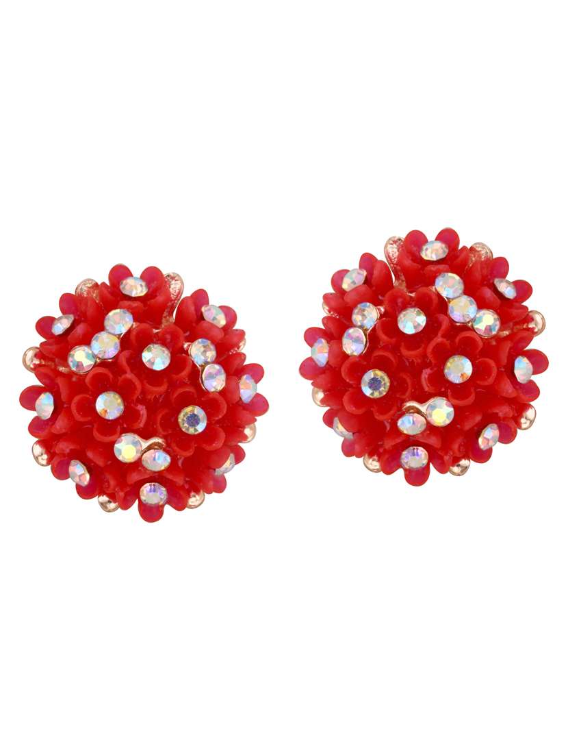 red brass studs earring