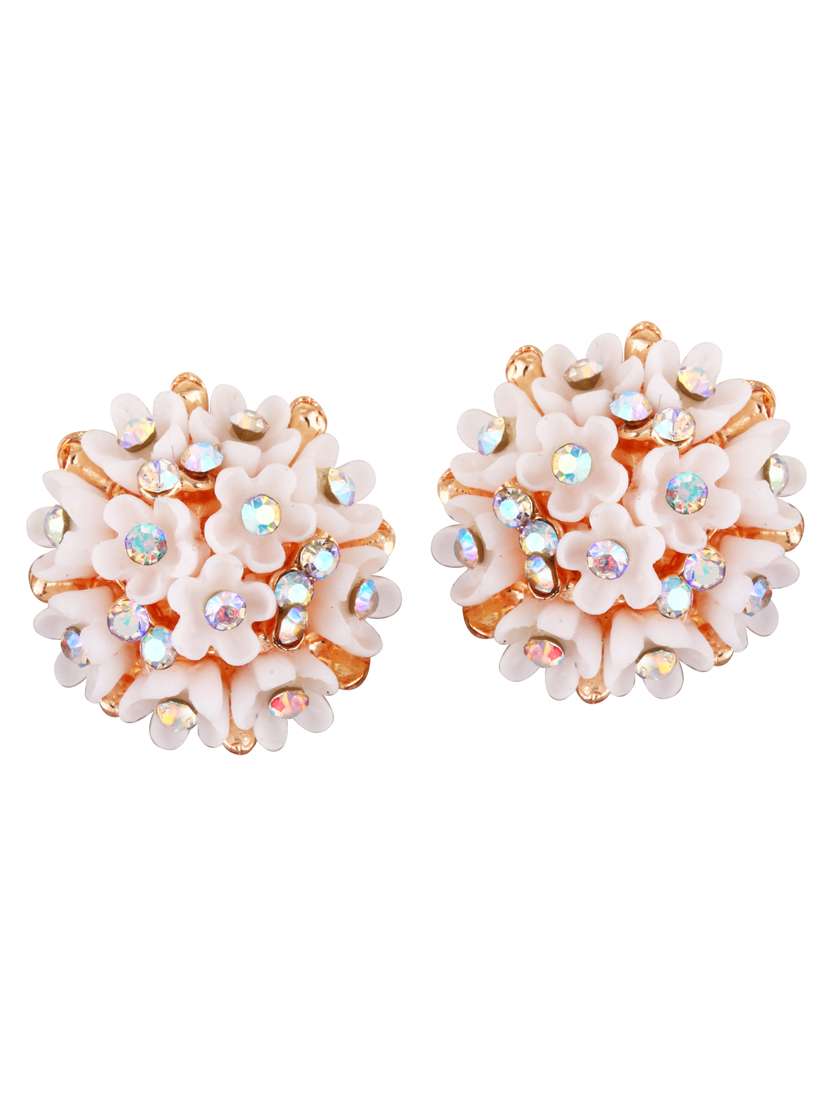 white brass studs earring