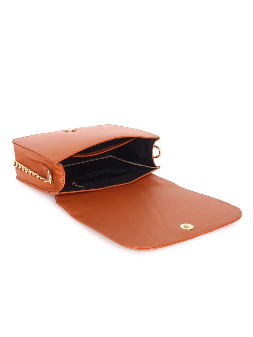 tan leatherette (pu) sling bag - 19495498 -  Standard Image - 2