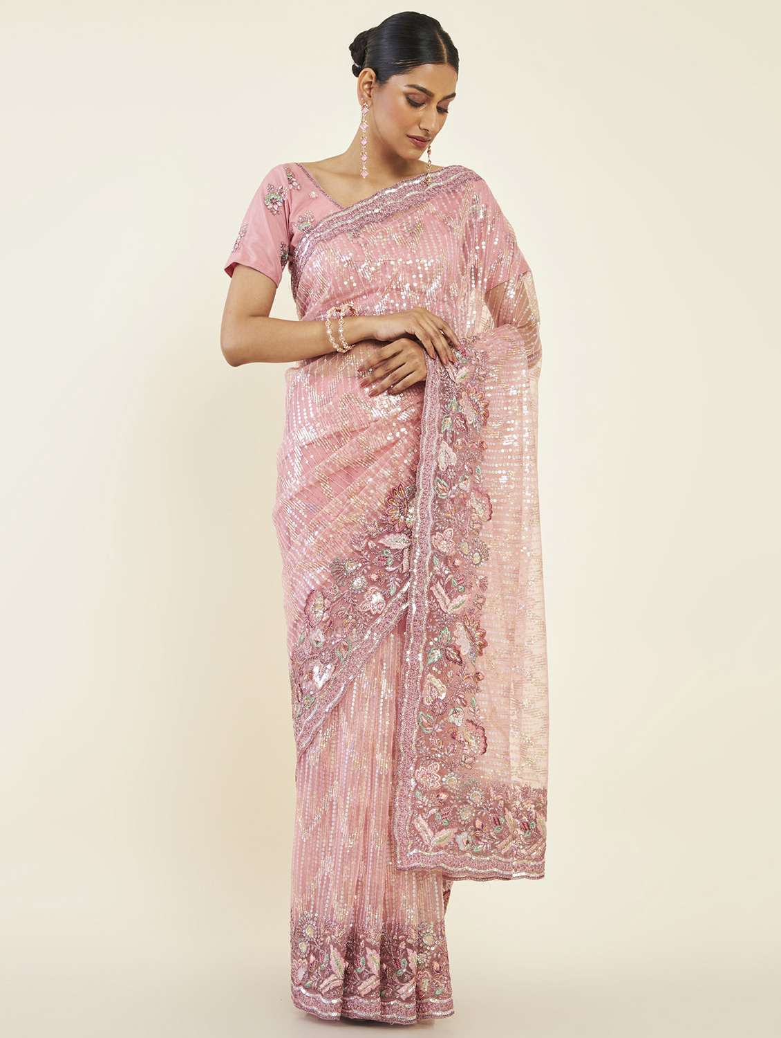 women's embroidered saree with blouse