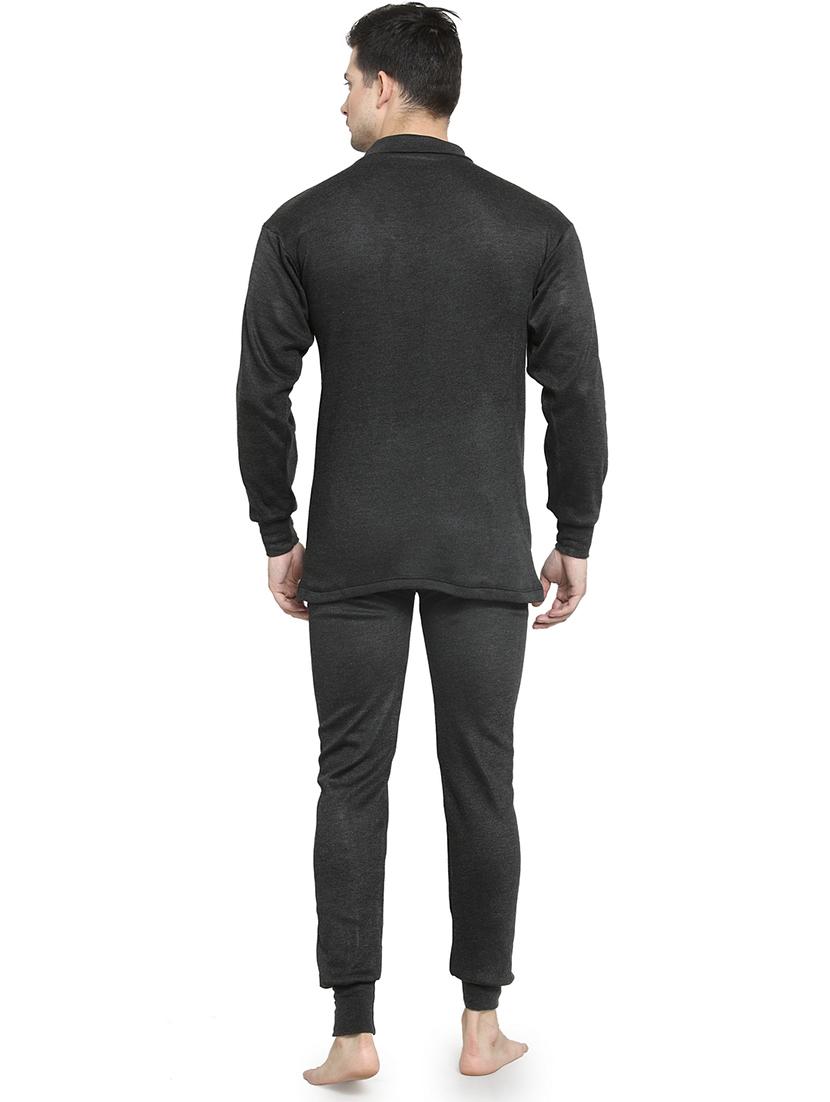 black cotton blend thermal top - 19497509 - Standard Image - 2