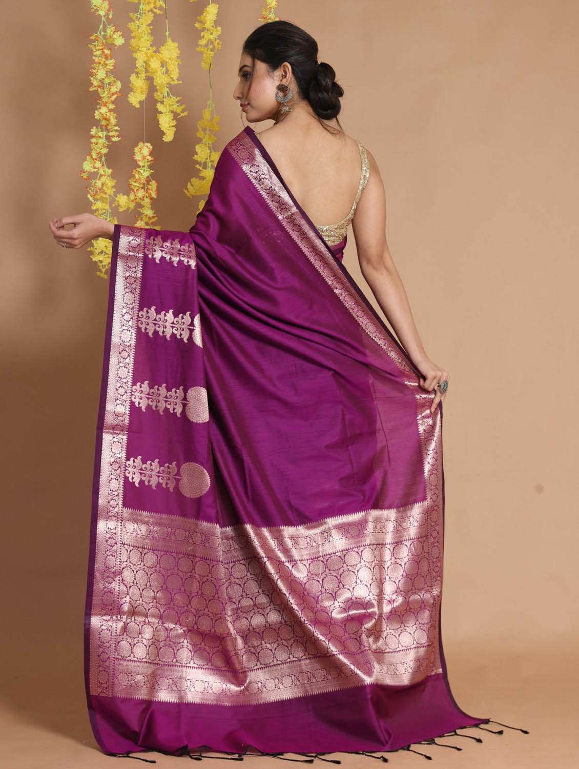 women's self design purple colored saree with blouse - 19498334 -  Standard Image - 2