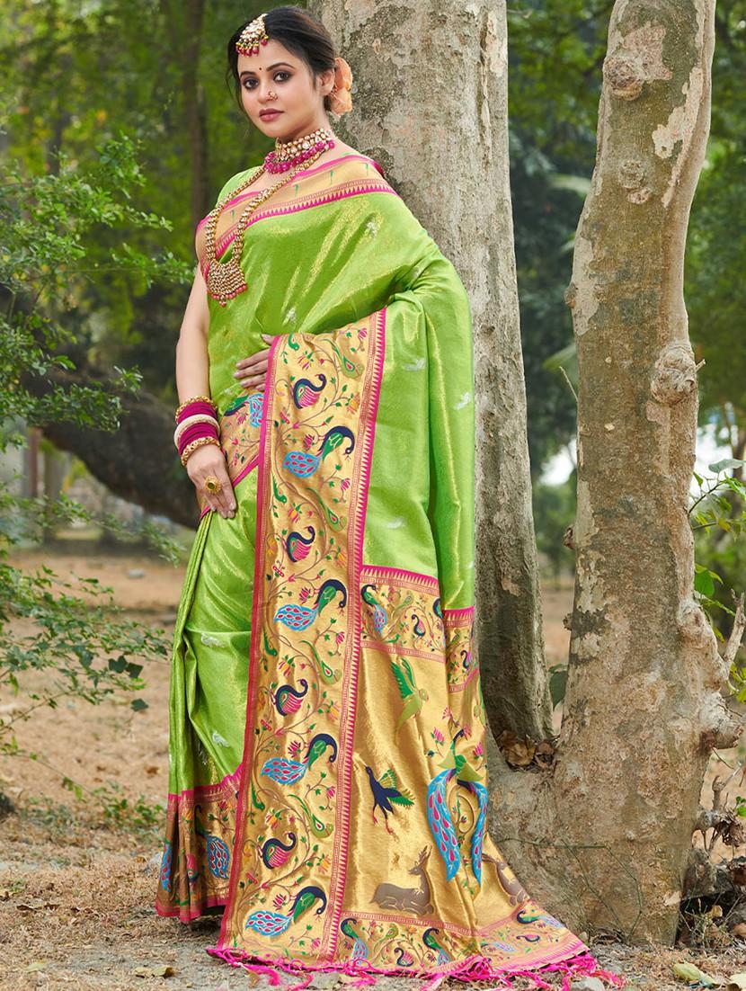 women's self design green colored saree with blouse - 19501681 - Zoom Image - 0