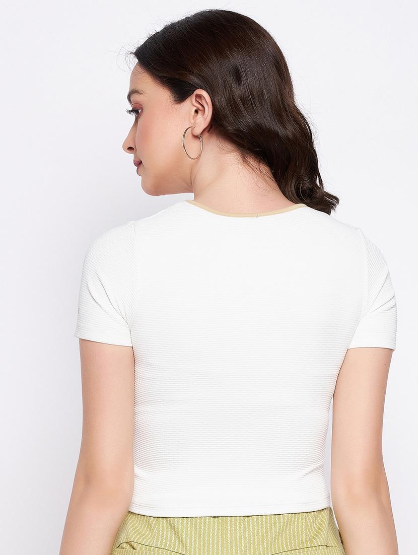 women's crop key hole neck top - 19503762 - Standard Image - 2