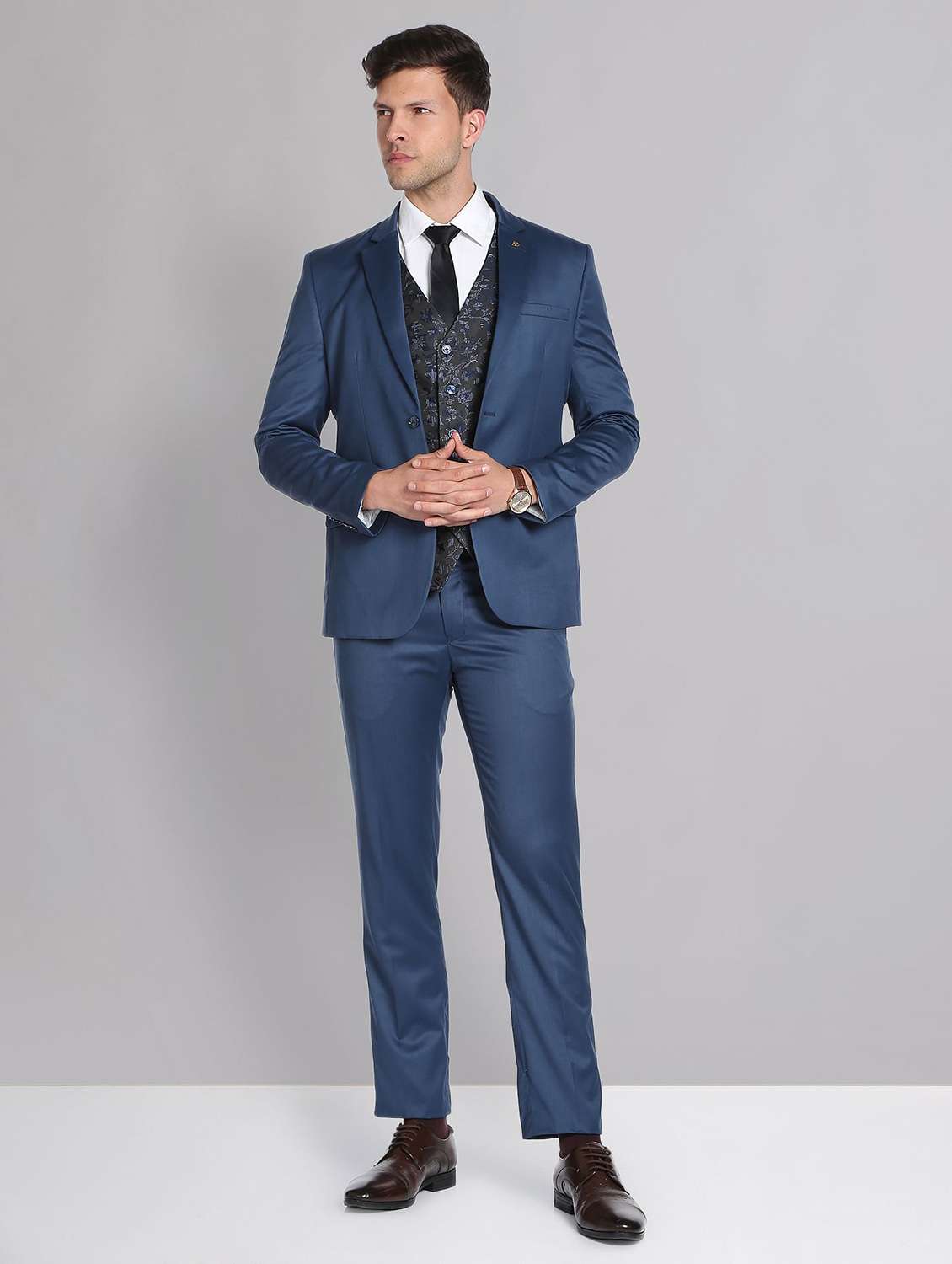 blue terry rayon single breasted suit - 19504064 - Standard Image - 2