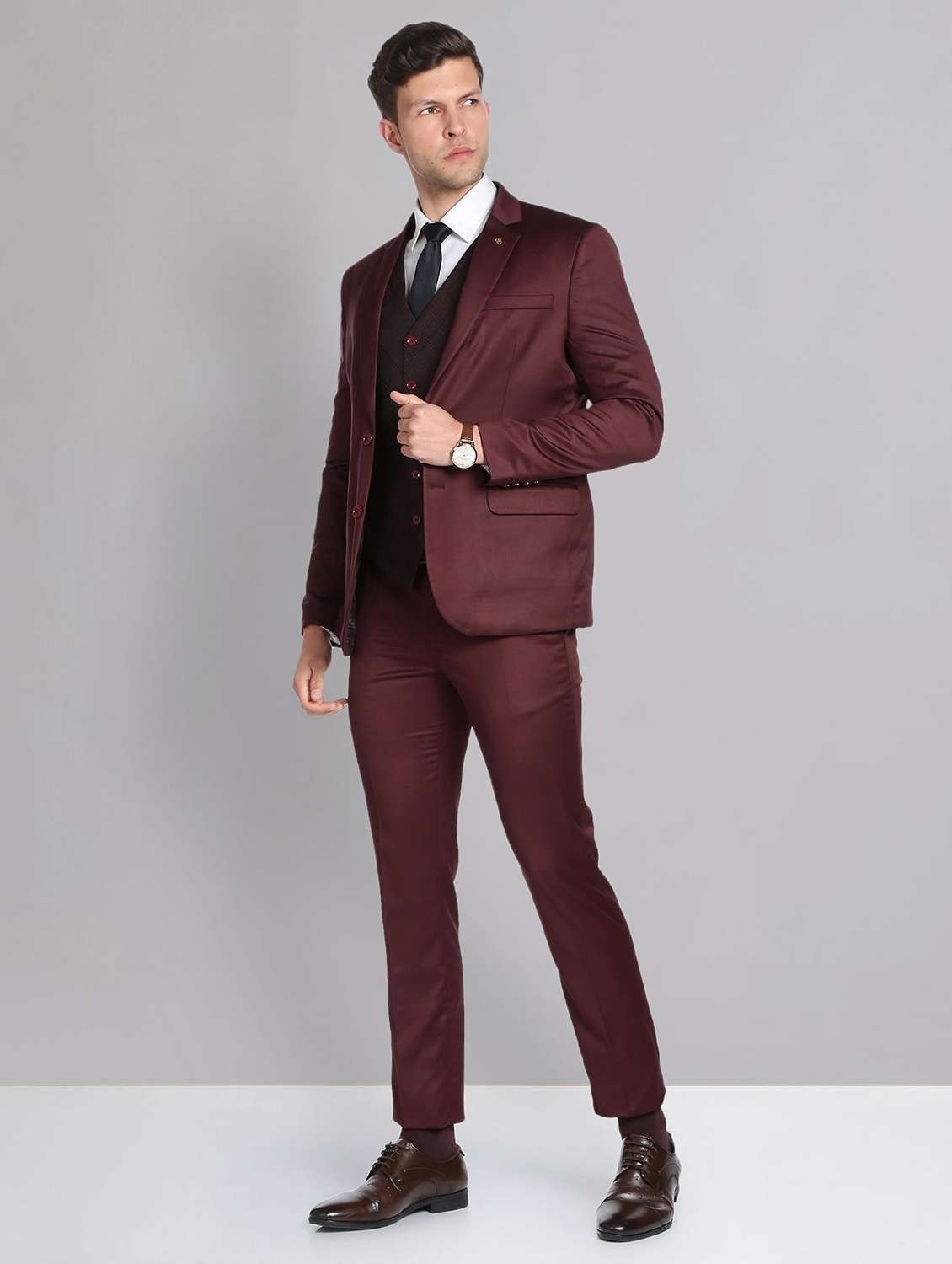red terry rayon single breasted suit - 19504068 - Standard Image - 2