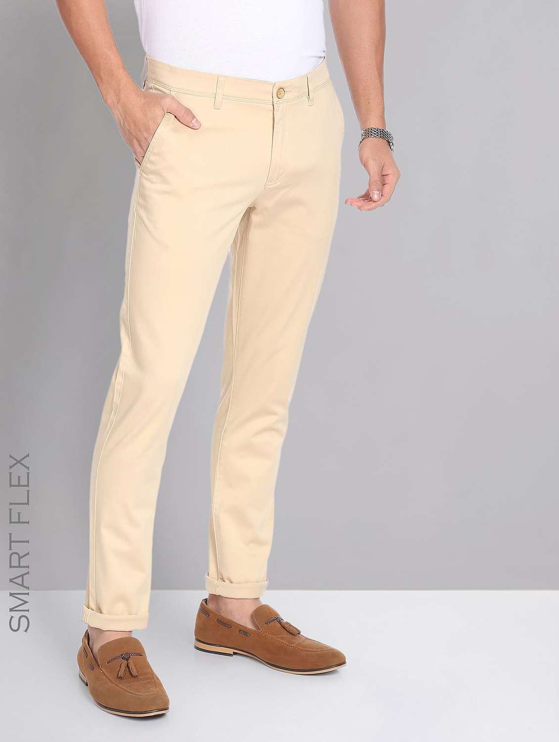 beige cotton chinos casual trousers - 19504072 -  Standard Image - 2