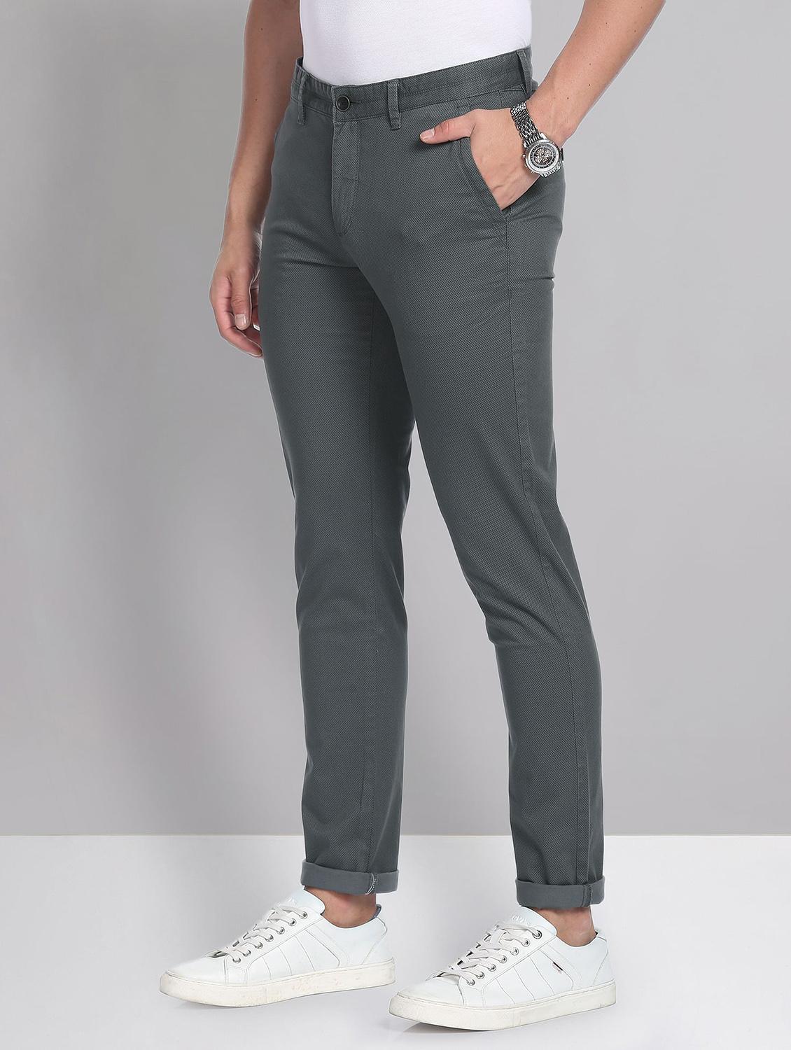 men mid rise self design chinos - 19504076 - Standard Image - 2