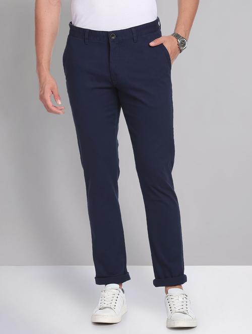 blue cotton chinos casual trousers - 19504079 -  Standard Image - 0