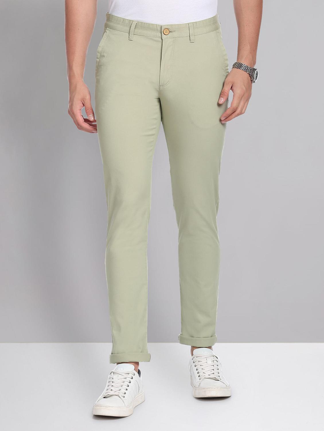 green cotton chinos casual trousers