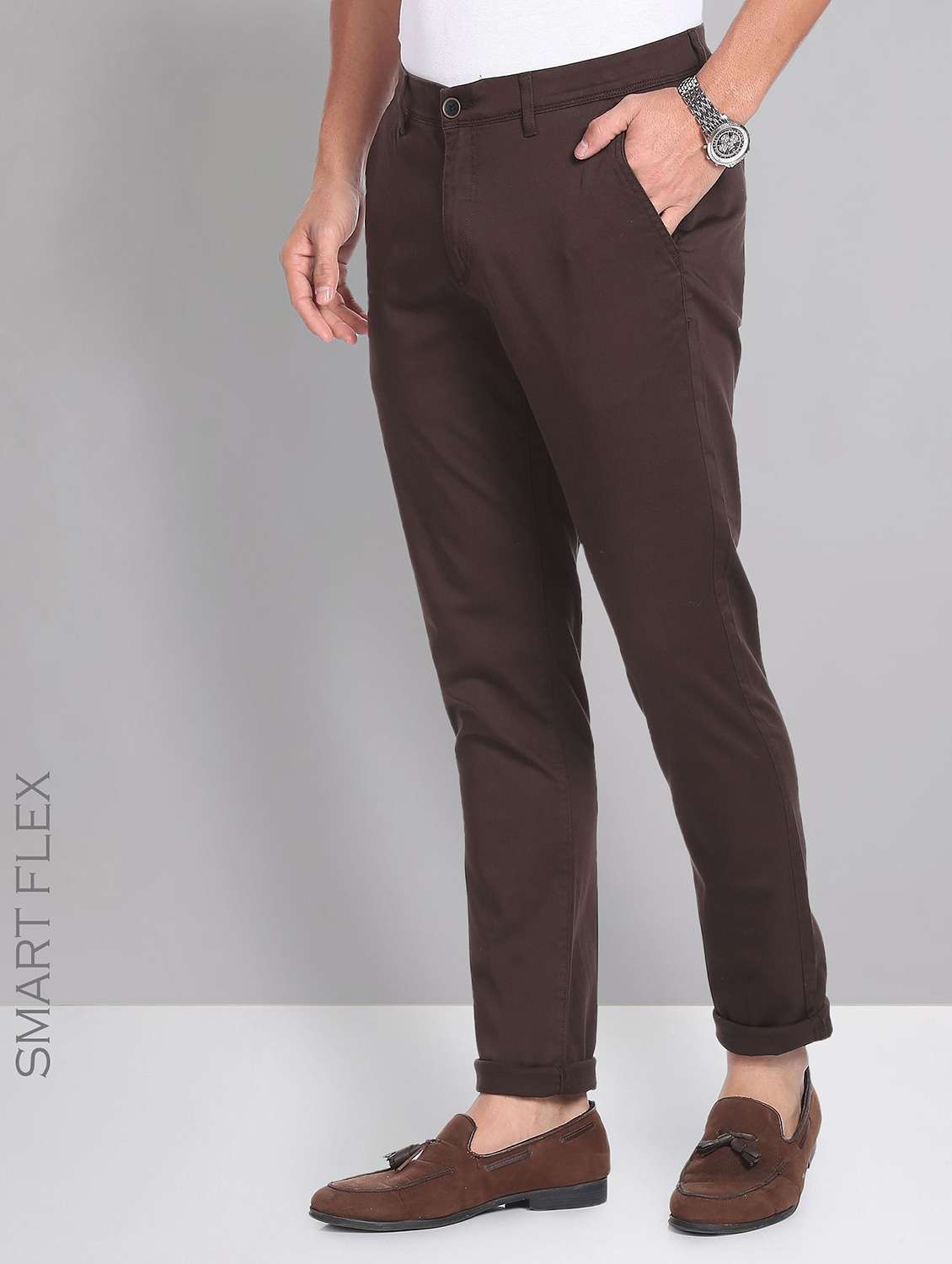 brown cotton chinos casual trousers - 19504085 -  Standard Image - 2
