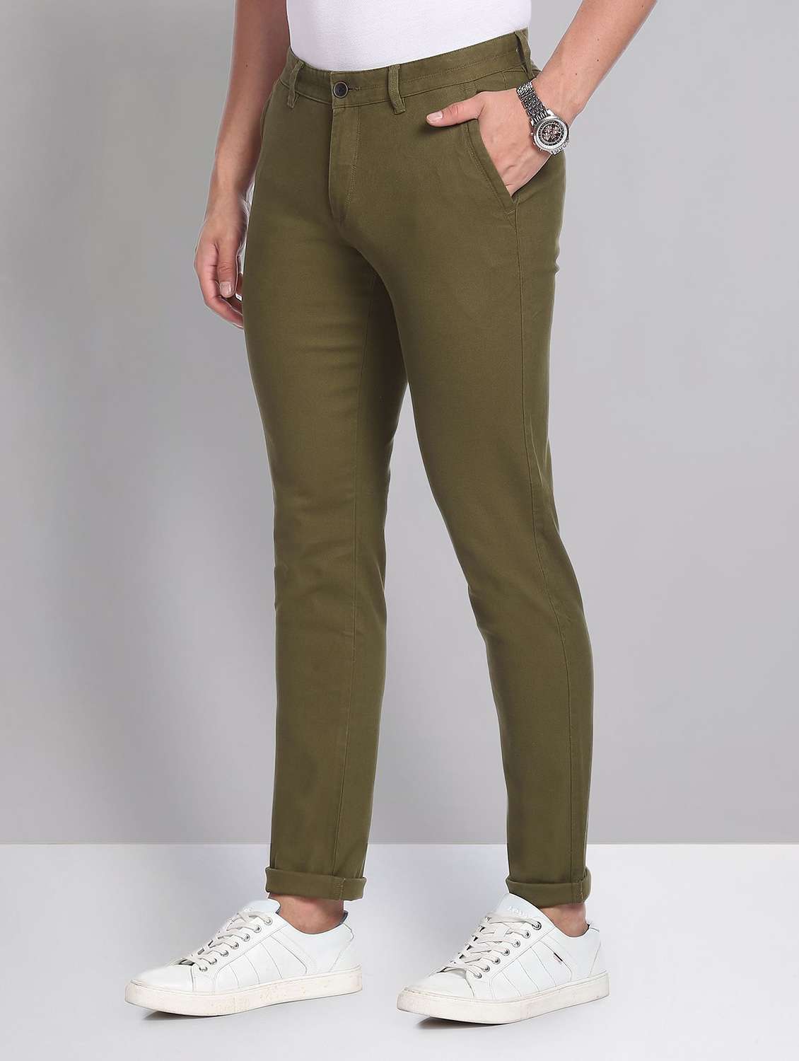 green cotton chinos casual trousers - 19504088 -  Standard Image - 2