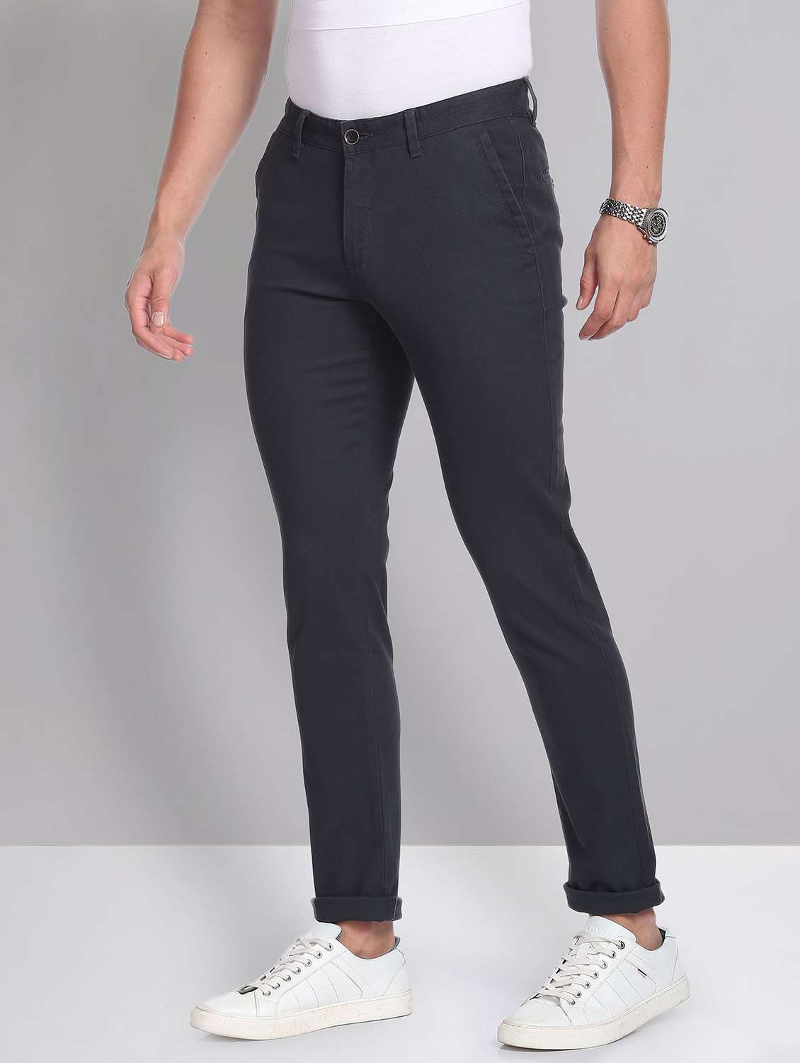 blue cotton chinos casual trousers - 19504089 -  Standard Image - 2