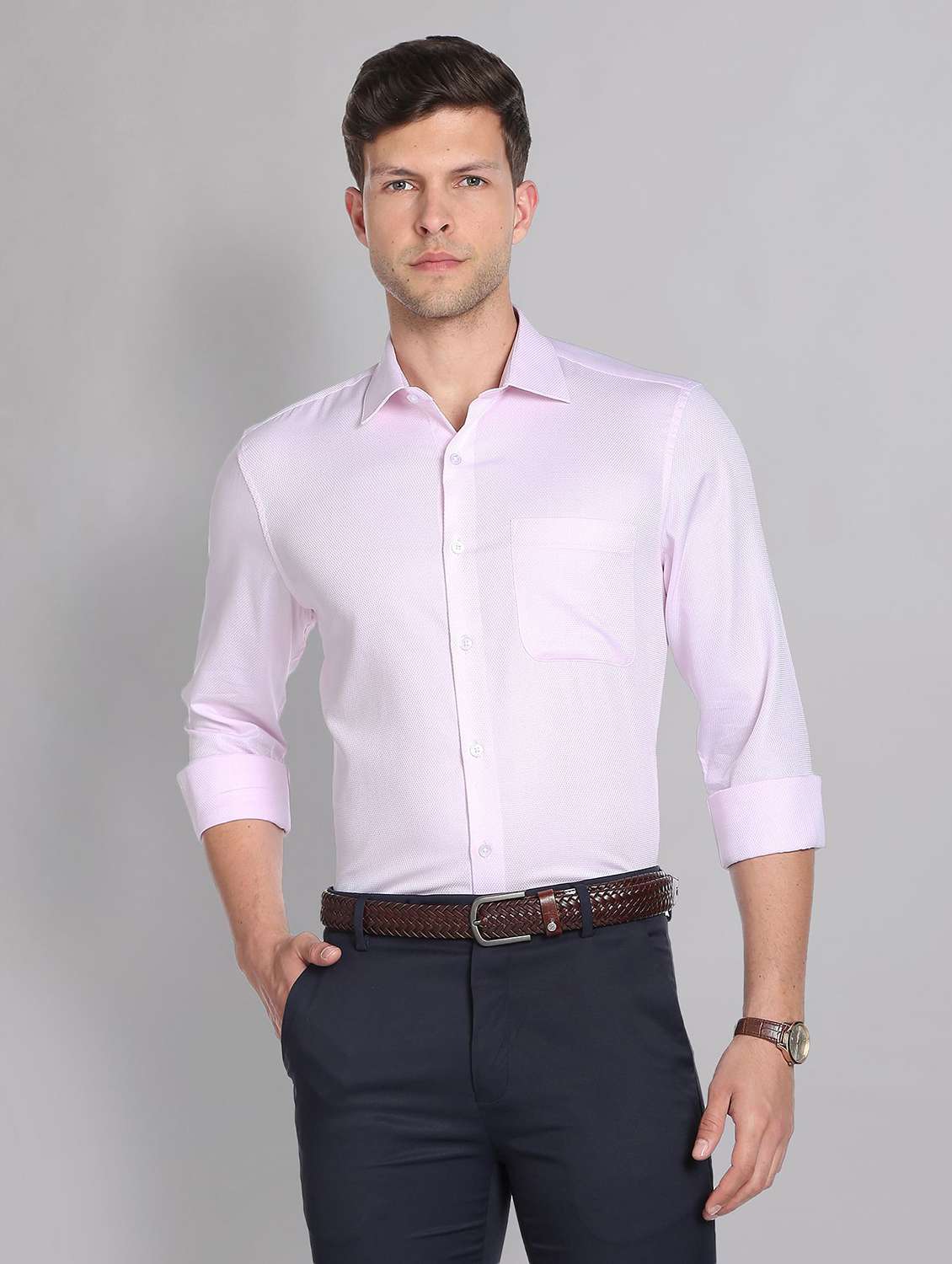 mens self design formal shirt