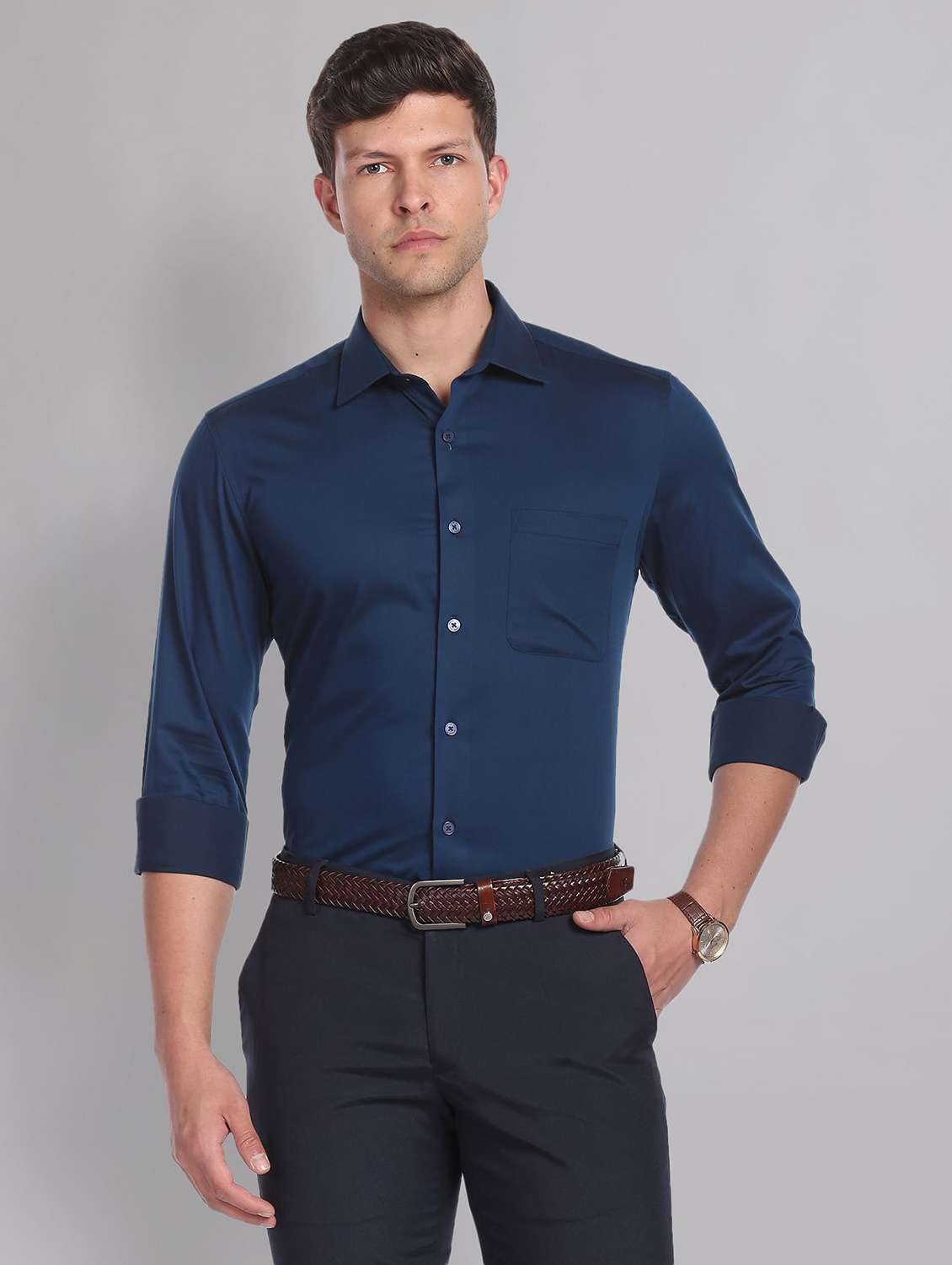 mens solids formal shirt