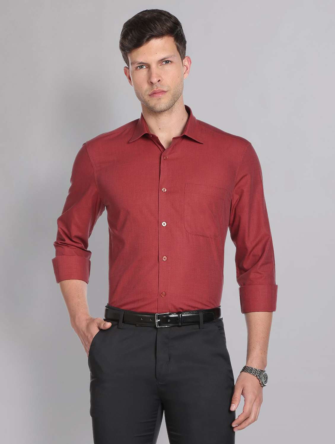 mens solids formal shirt