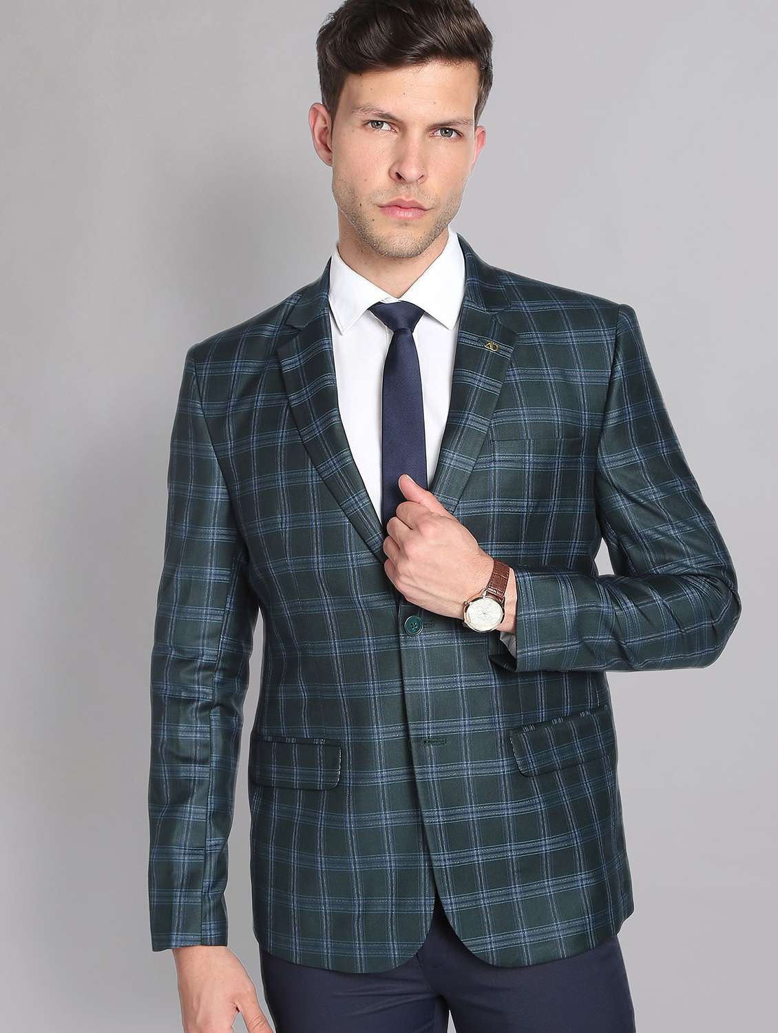 green terry rayon single breasted formal blazer - 19504121 -  Standard Image - 2