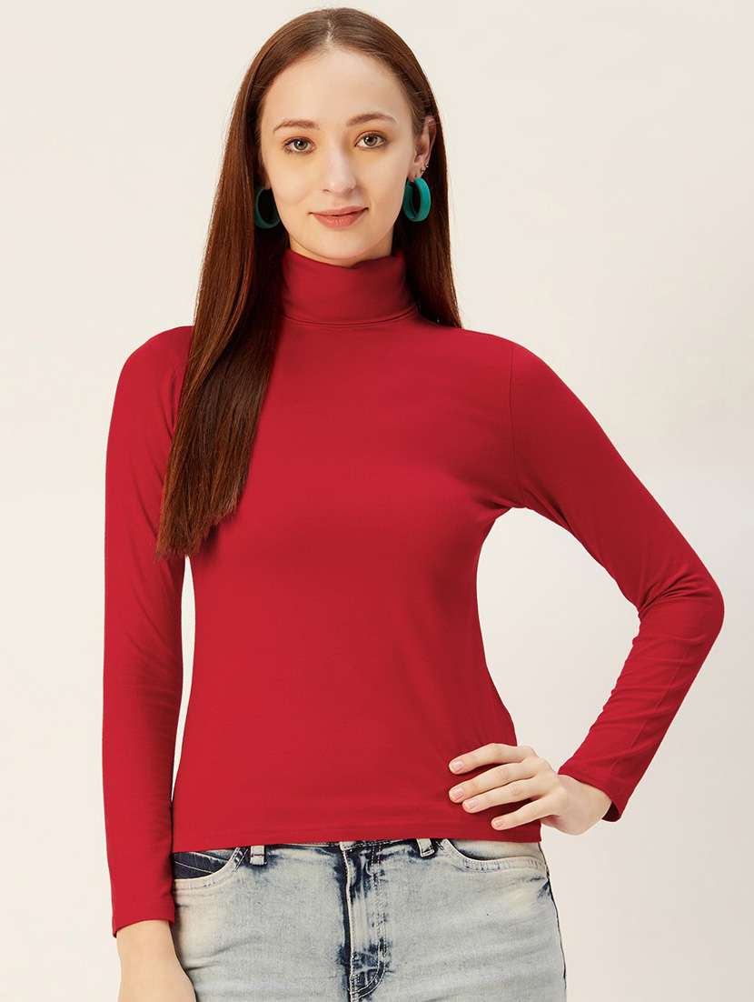 women's straight high neck top