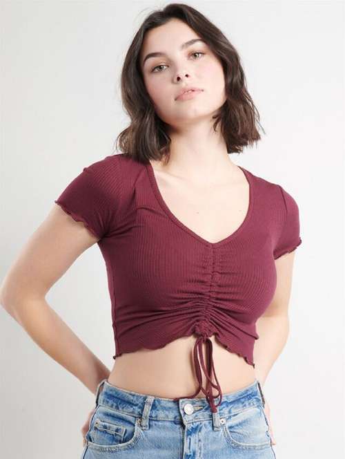 women's crop v neck top - 19504194 -  Standard Image - 0