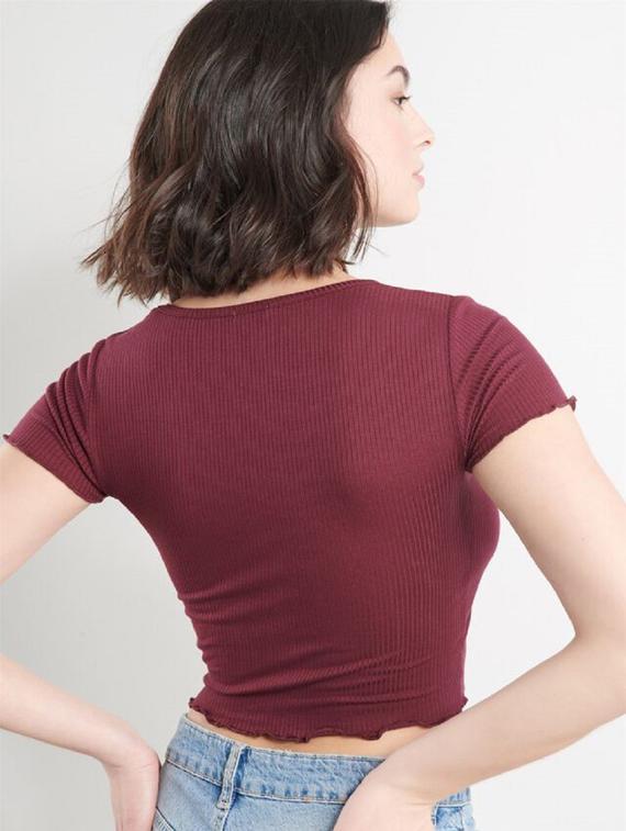 women's crop v neck top - 19504194 - Standard Image - 2