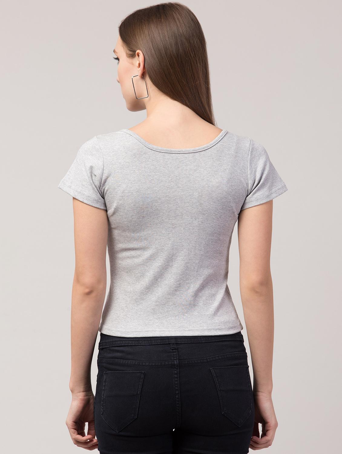 women's crop round neck top - 19504218 - Standard Image - 2