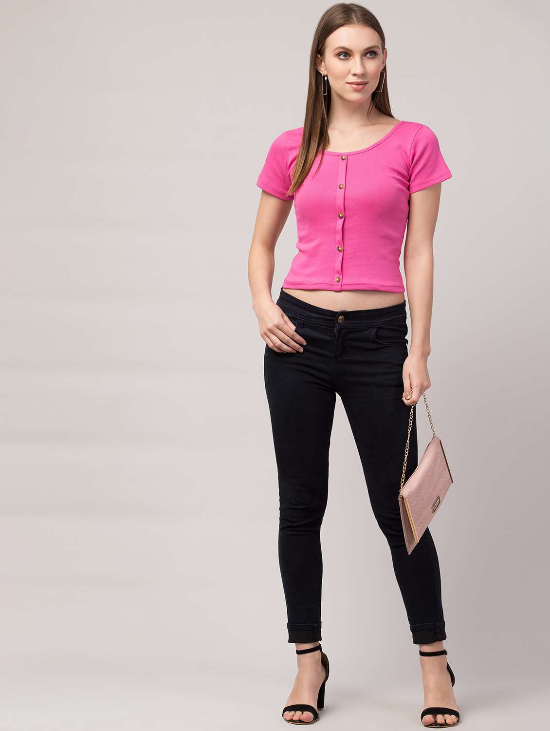 women's round neck crop top - 19504220 - Standard Image - 2