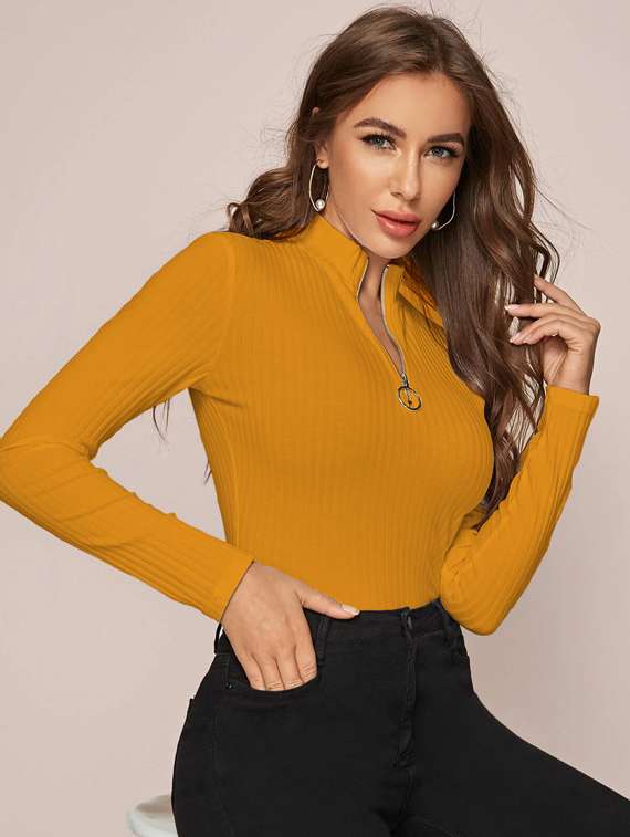 women's straight high neck top - 19504244 - Standard Image - 2