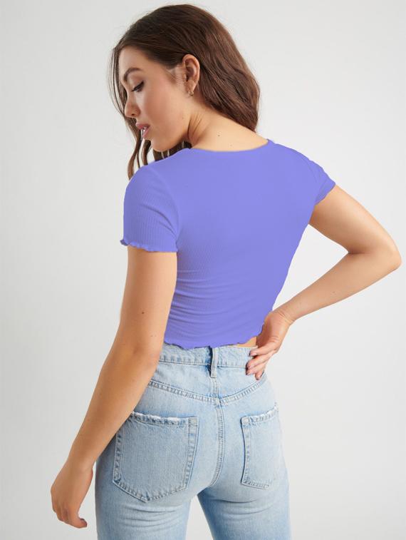 women's crop v neck top - 19504256 - Standard Image - 2