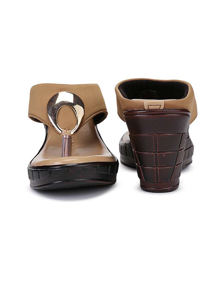 beige t-strap wedges - 19514815 -  Standard Image - 2