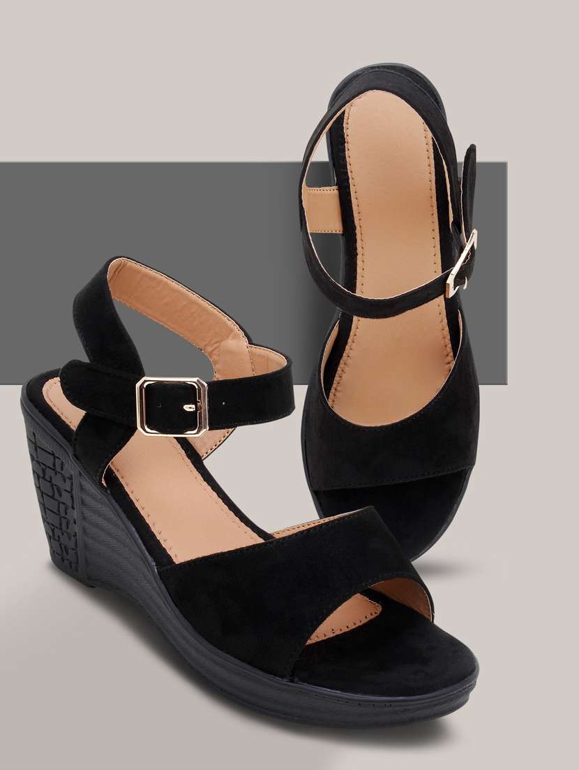 black ankle strap wedge