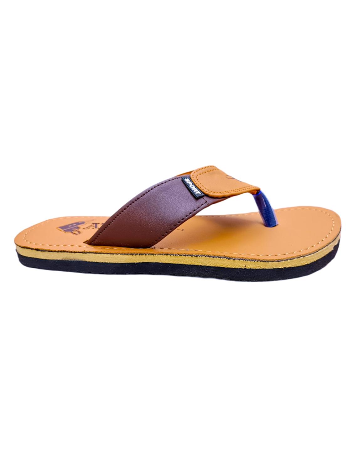 tan leatherette slip on flip flops - 19514828 - Standard Image - 2