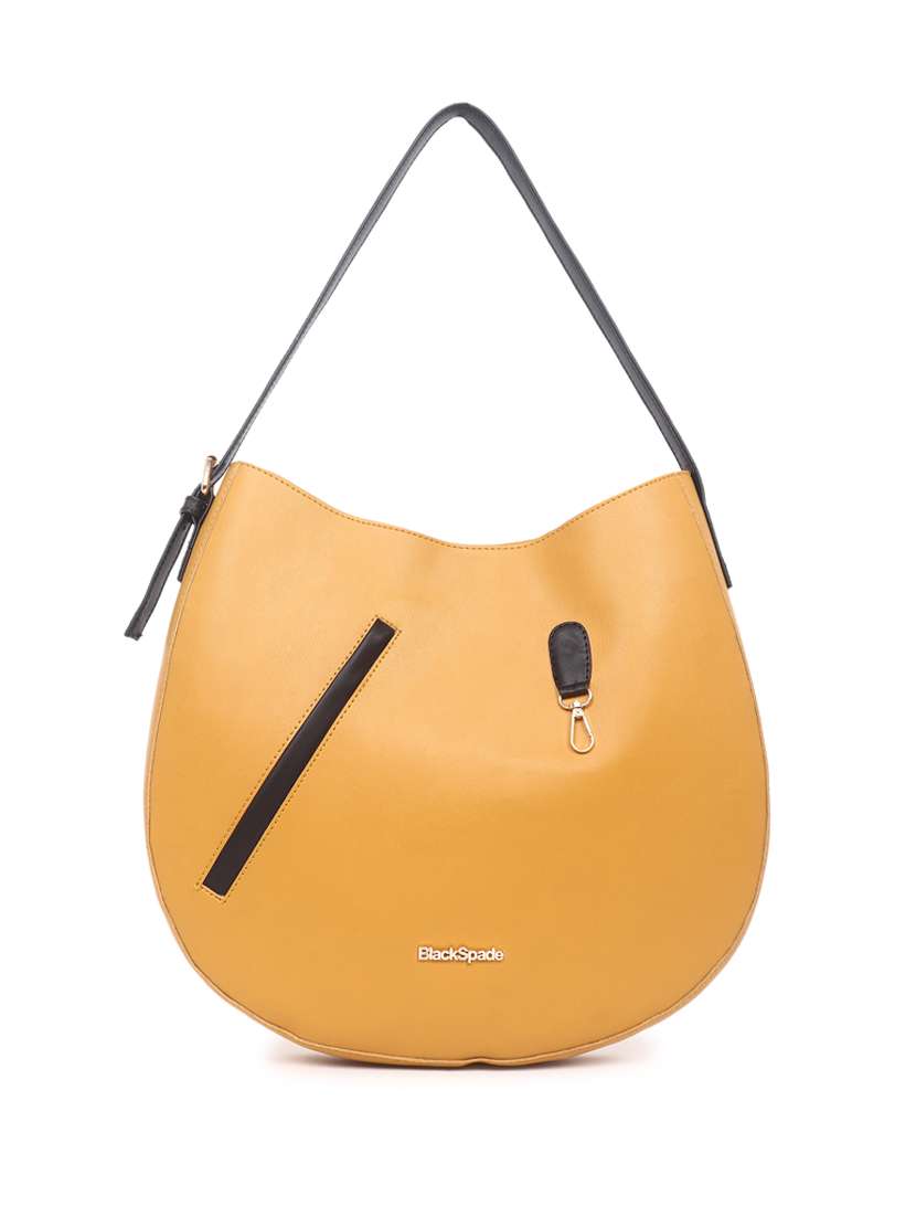 yellow leatherette (pu) handbag