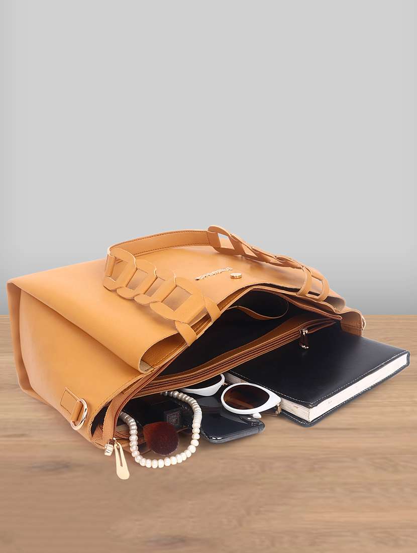 yellow leatherette (pu) handbag - 19517990 - Standard Image - 2