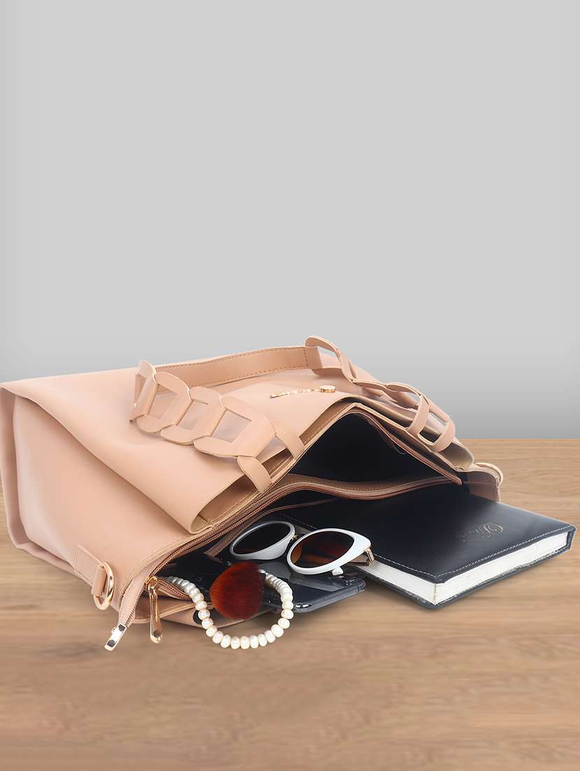 beige leatherette (pu) handbag - 19517991 -  Standard Image - 2