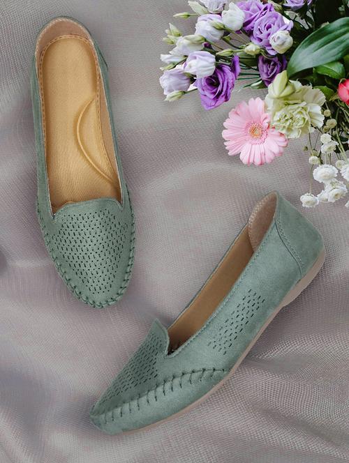 green suede slip on loafers - 19518662 - Standard Image - 0