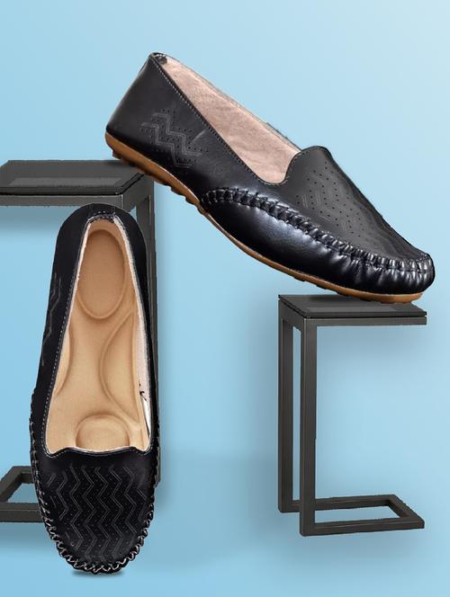 black leatherette slip on loafers - 19518676 - Standard Image - 0