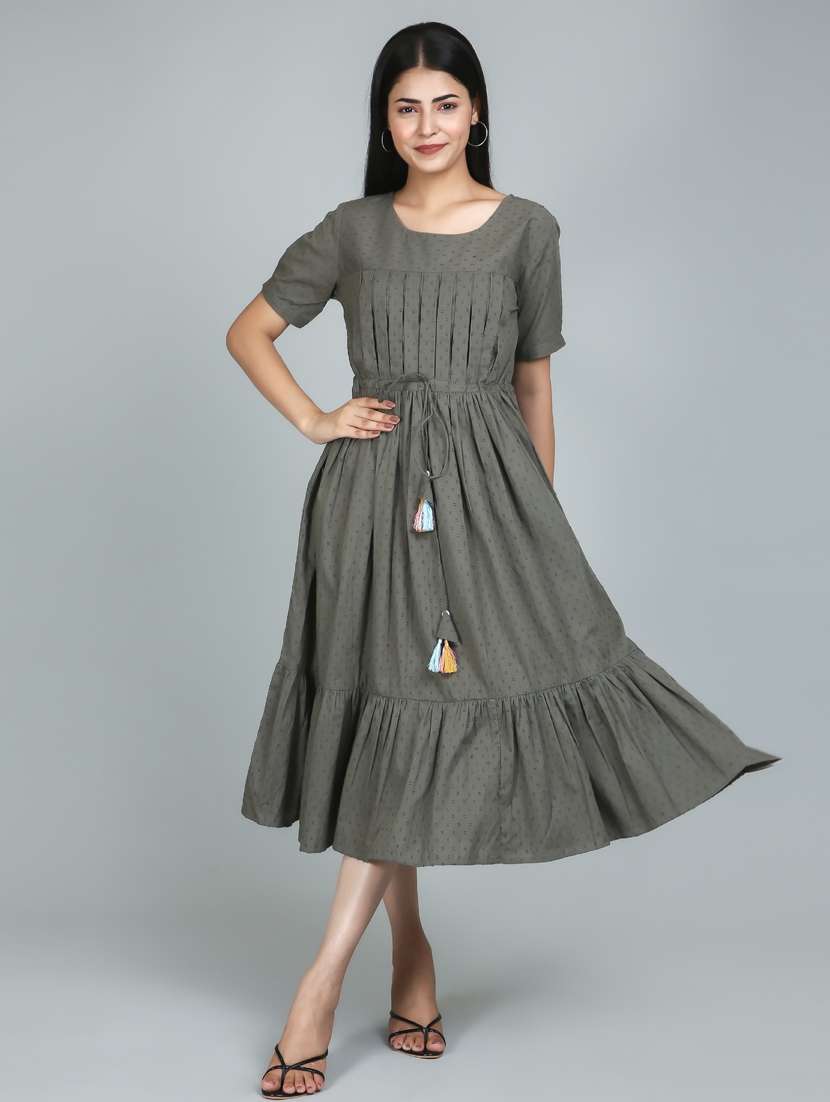 women's self design tiered dress