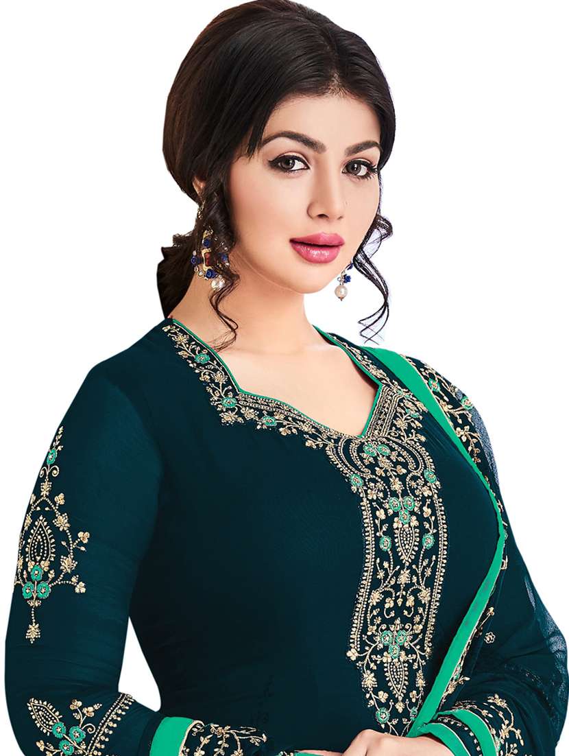 teal semi-stitched salwar suit - 19522579 -  Standard Image - 2