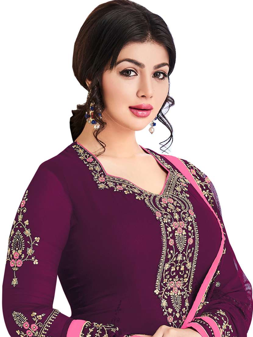 purple semi-stitched salwar suit - 19522580 -  Standard Image - 2