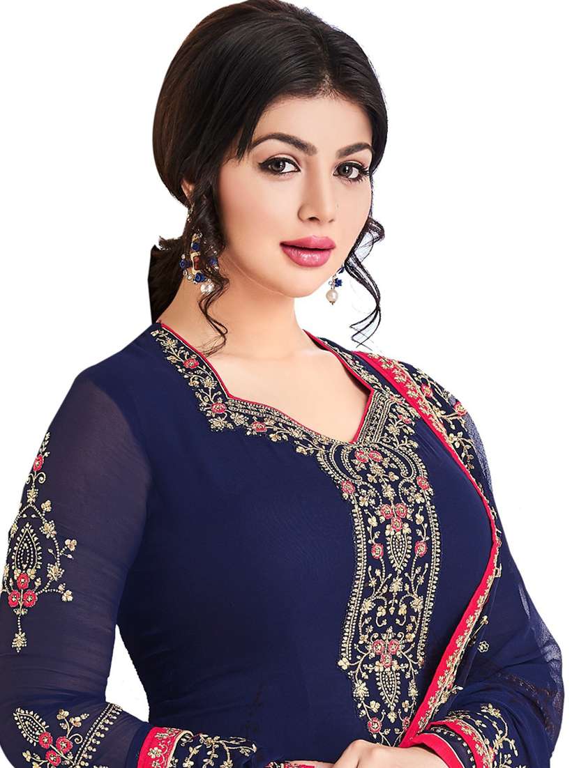 blue semi-stitched salwar suit - 19522590 -  Standard Image - 2