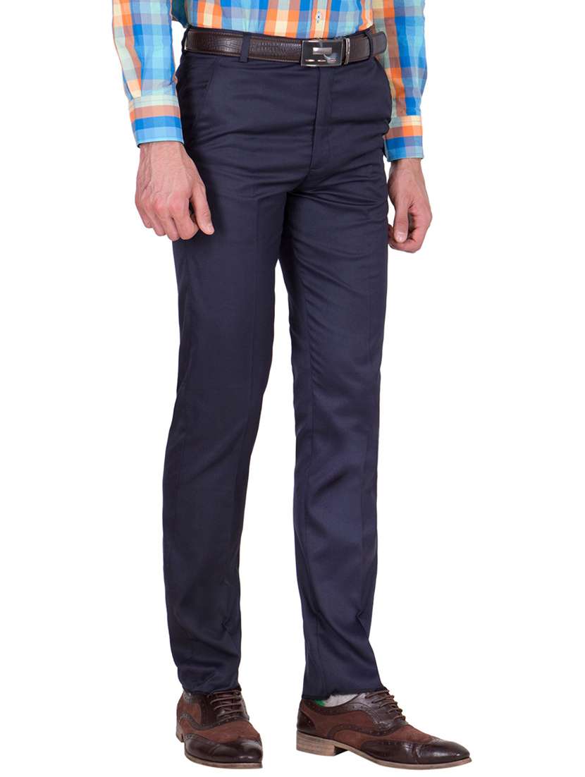 blue cotton flat front formal trouser - 19523918 - Standard Image - 2