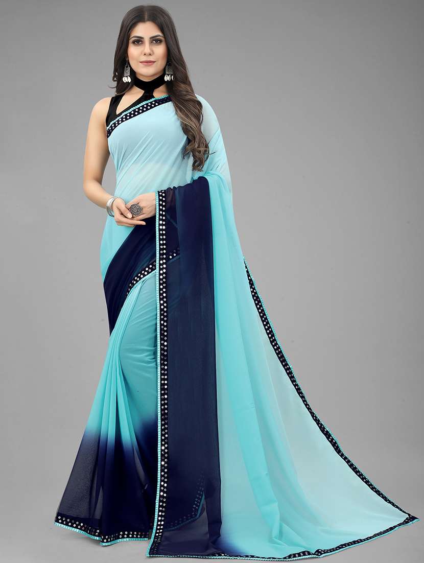 Women Ombre Bodered Saree With Blouse