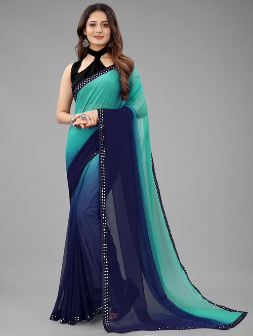 women ombre bodered saree with blouse - 19524898 -  Standard Image - 0