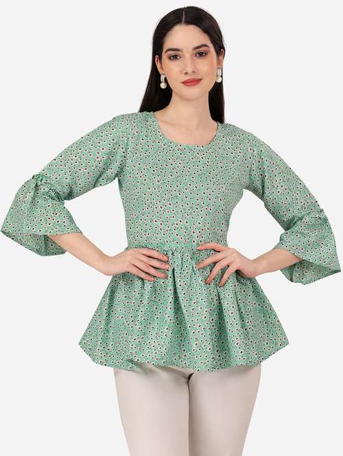 round neck printed top - 19533667 -  Standard Image - 0