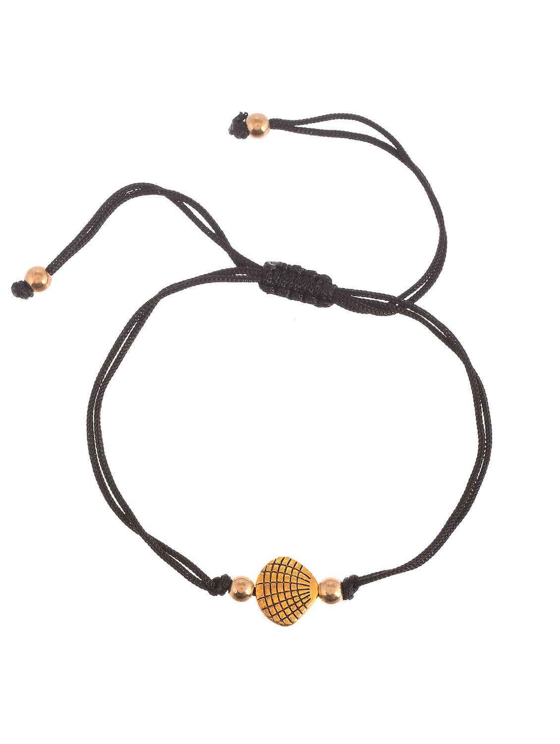 gold plated charm bead black thread anklet - 19536444 - Standard Image - 2