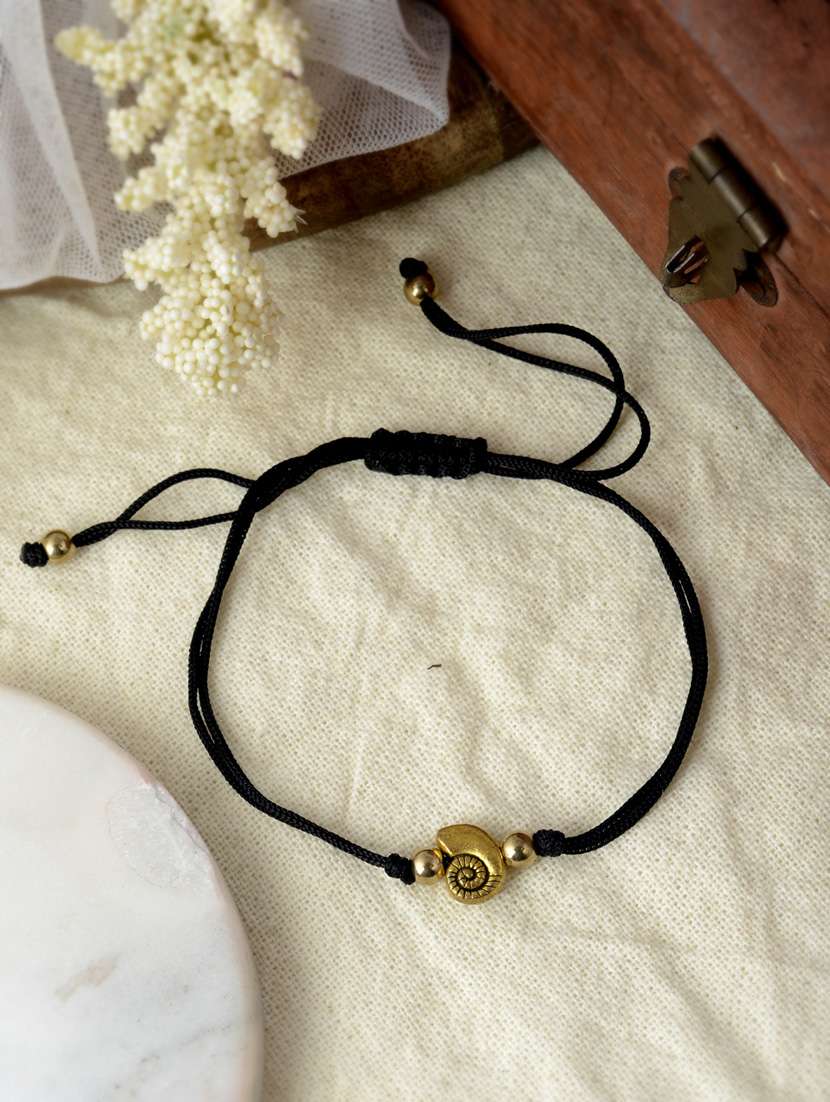 affinity charm gold plated black thread anklet